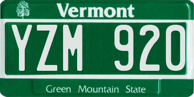 VT license plate YZM920