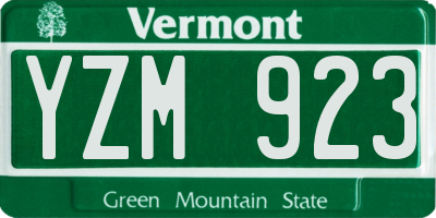 VT license plate YZM923