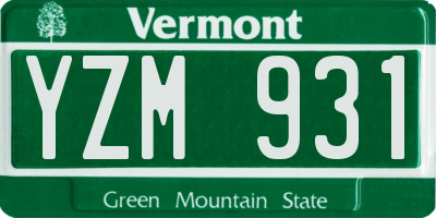 VT license plate YZM931