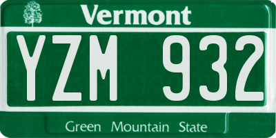 VT license plate YZM932