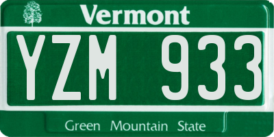 VT license plate YZM933