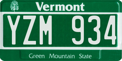 VT license plate YZM934