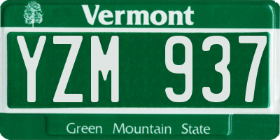 VT license plate YZM937