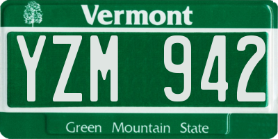 VT license plate YZM942
