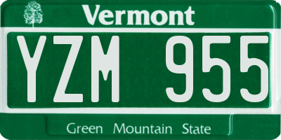 VT license plate YZM955
