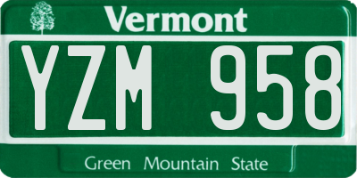 VT license plate YZM958