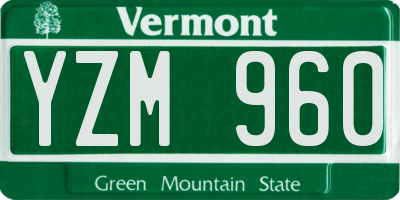 VT license plate YZM960