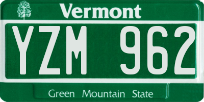 VT license plate YZM962
