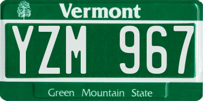 VT license plate YZM967