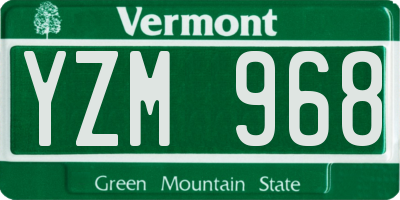 VT license plate YZM968