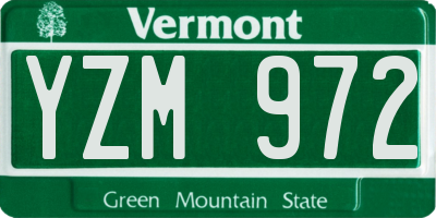 VT license plate YZM972
