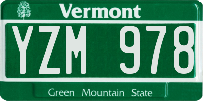 VT license plate YZM978