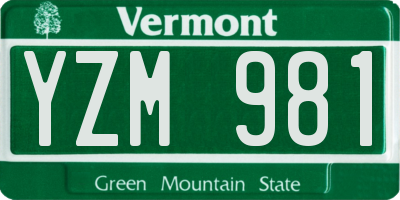 VT license plate YZM981