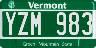 VT license plate YZM983