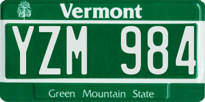 VT license plate YZM984