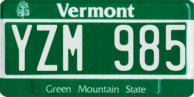 VT license plate YZM985