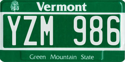 VT license plate YZM986