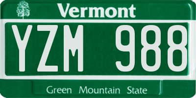 VT license plate YZM988