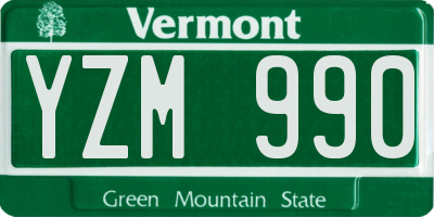 VT license plate YZM990