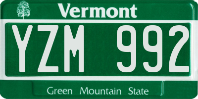 VT license plate YZM992