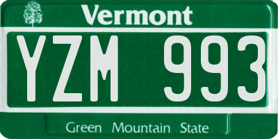 VT license plate YZM993