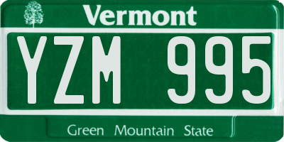 VT license plate YZM995