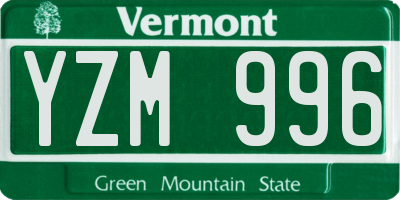 VT license plate YZM996