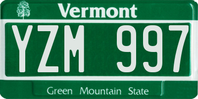 VT license plate YZM997