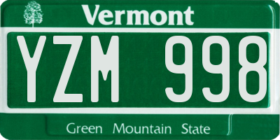 VT license plate YZM998