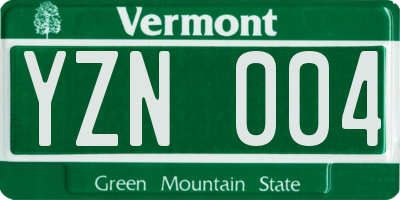 VT license plate YZN004