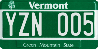 VT license plate YZN005