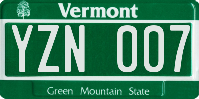 VT license plate YZN007
