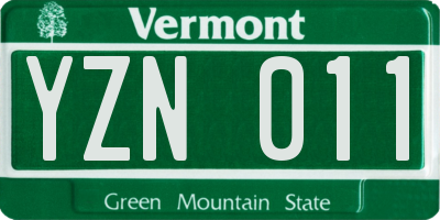 VT license plate YZN011