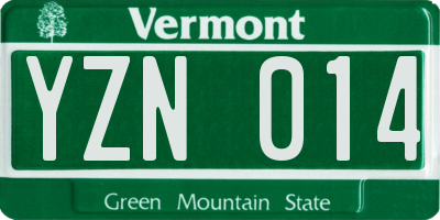VT license plate YZN014