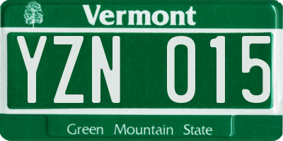VT license plate YZN015
