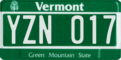 VT license plate YZN017
