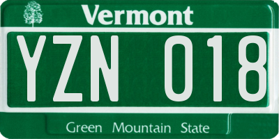 VT license plate YZN018