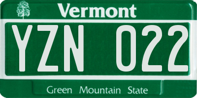 VT license plate YZN022