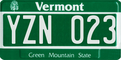 VT license plate YZN023