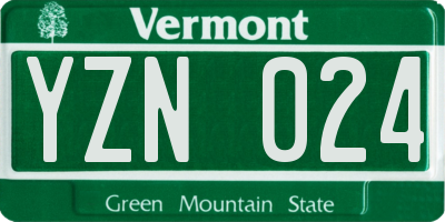 VT license plate YZN024
