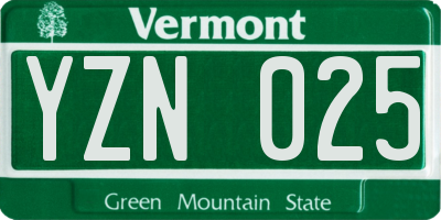VT license plate YZN025