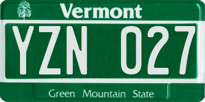 VT license plate YZN027