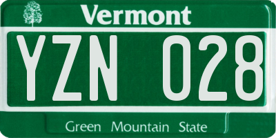 VT license plate YZN028