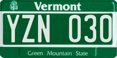 VT license plate YZN030