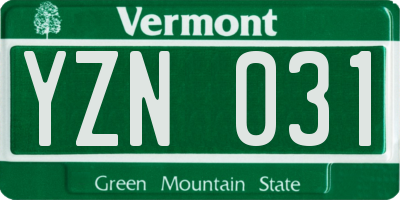 VT license plate YZN031