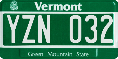 VT license plate YZN032