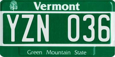 VT license plate YZN036