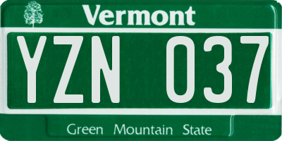 VT license plate YZN037
