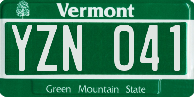 VT license plate YZN041