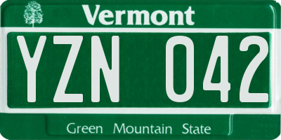 VT license plate YZN042